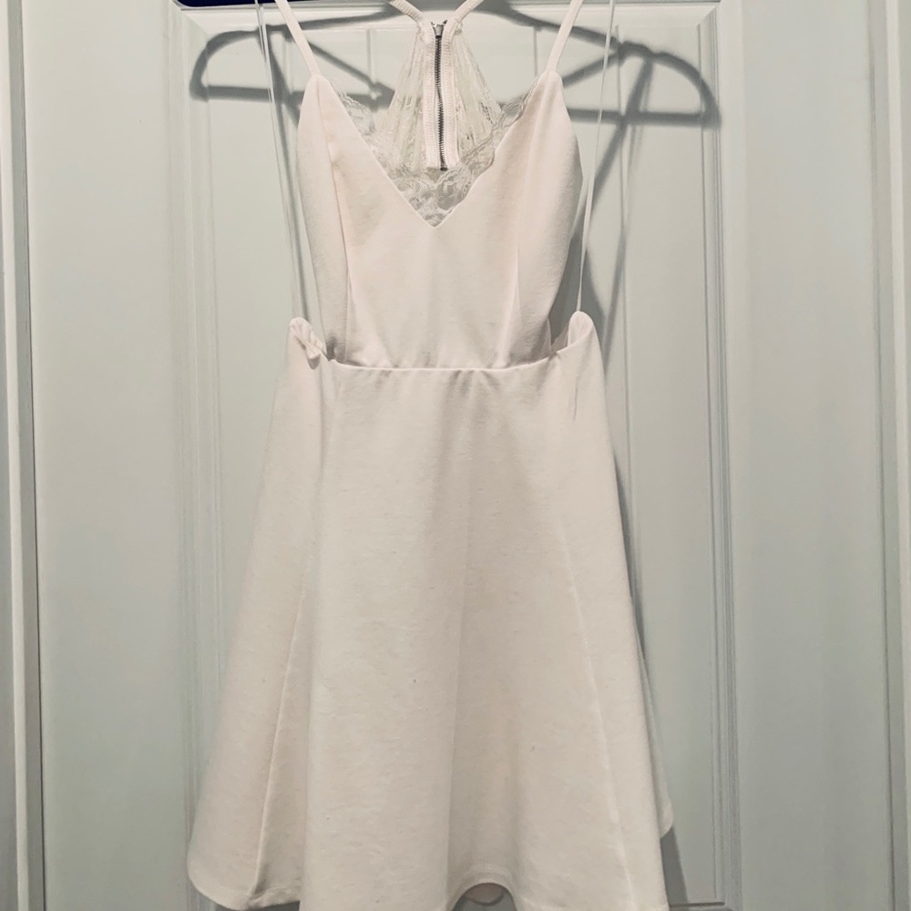 White Lace Back Skater Dress